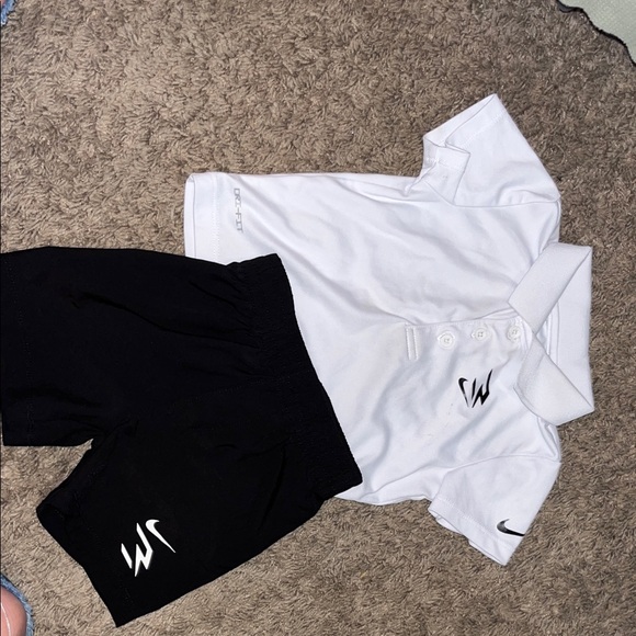 Nike White Polo Shirt and Black Shorts Set - Picture 2 of 2